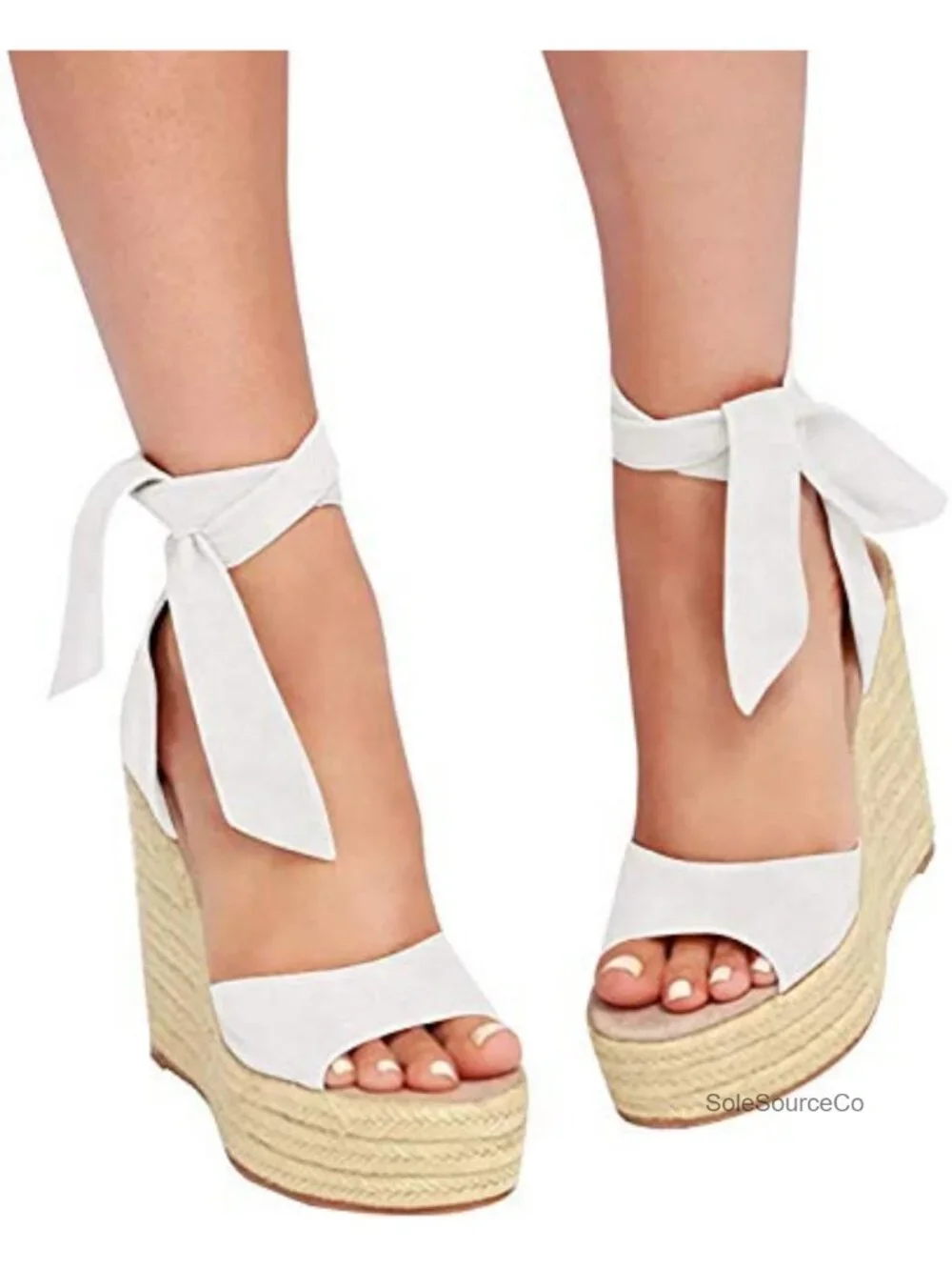 Platform Espadrille Wedge Heels Ankle Strap Buckle Sandals